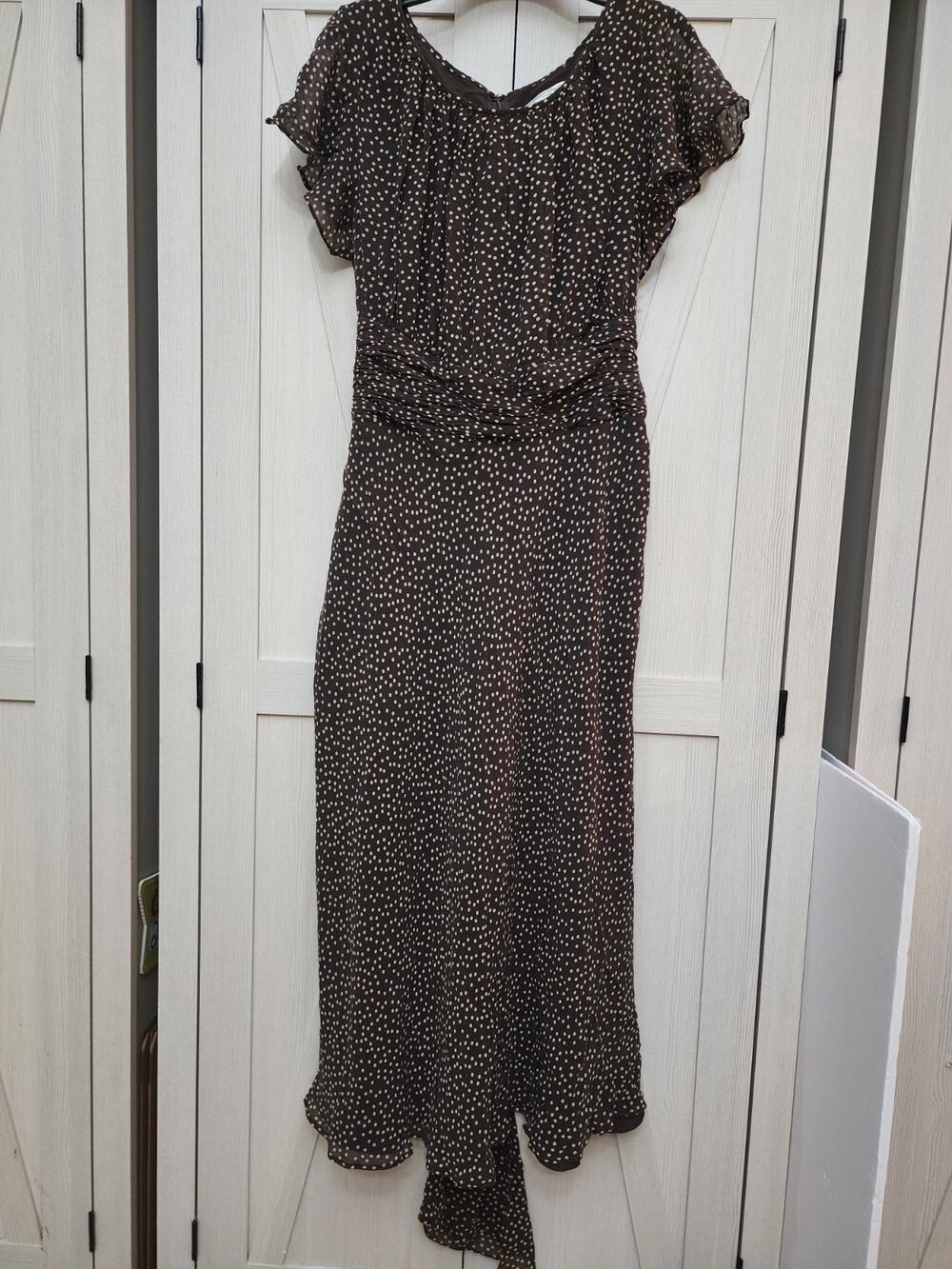 Long Coldwater Creek Brown Summer dress size 16 VTG Y2K 100% Silk